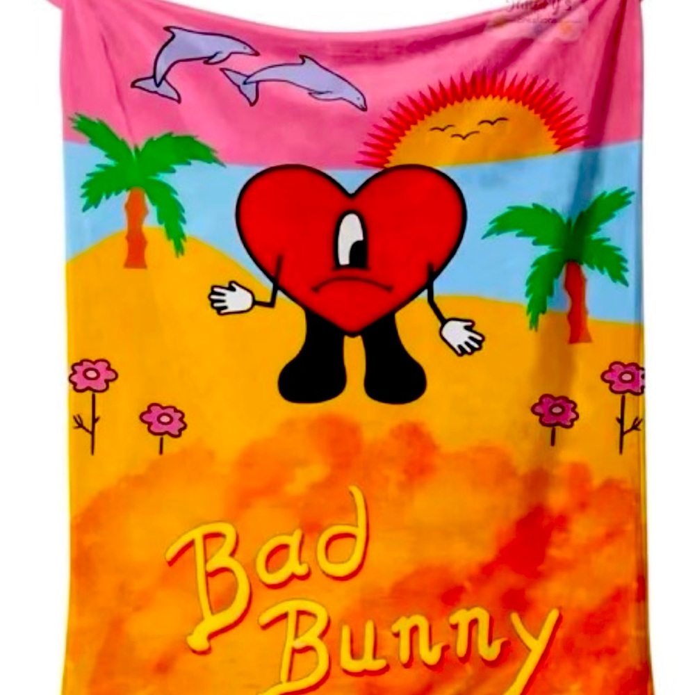 Brand New Bad 🐰 Bunny LARGE Throw soft blanket